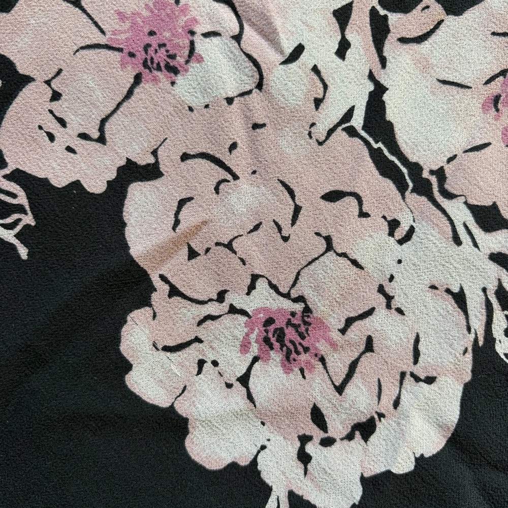 vtg papéll boutique 100% silk pink floral black dress ruffles size 14 - Picture 8 of 14